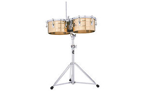 LP LATIN PERCUSSION 12", 13" TITO PUENTE BRONZE TIMBALES DRUMS & STAND LP255-BZ