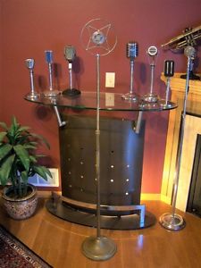 Vintage RARE 1920's Shure Brothers 5B crystal microphone deco w period stand