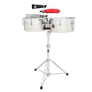 LP LATIN PERCUSSION 13" & 14" TITO PUENTE STAINLESS STEEL TIMBALE DRUMS LP256-S