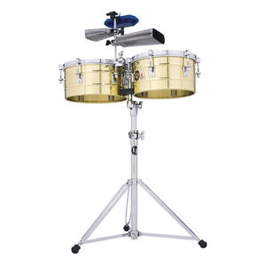 LP LATIN PERCUSSION 13" & 14" TITO PUENTE BRASS TIMBALE DRUMS & STAND - LP256-B