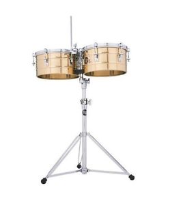 LP LATIN PERCUSSION 13" & 14" TITO PUENTE BRONZE TIMBALES DRUMS & STAND LP256-BZ