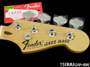 2016 USA Fender Geddy Lee JAZZ BASS NECK & TUNERS J Maple Black Block Inlays