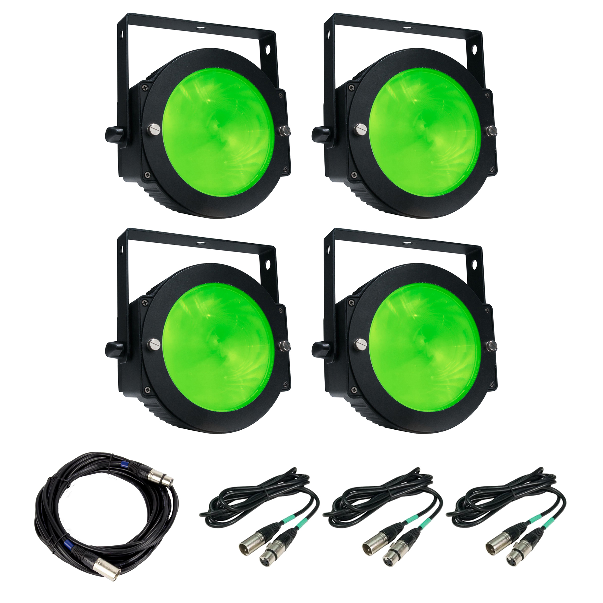 American DJ Dotz Par Wash LED Light (4 Pack) + 25' Cable + 10' Cable (3 Pack)