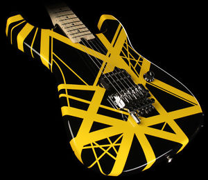 EVH Eddie Van Halen Striped Series Electric Guitar Black with Yellow Stripes