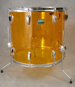 70's LUDWIG ORIGINAL 18" AMBER VISTALITE FLOOR TOM DRUM, MINT CONDITION!