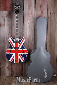 Epiphone Union Jack Sheraton Electric Guitar Gibson Mini HH with Hardshell Case