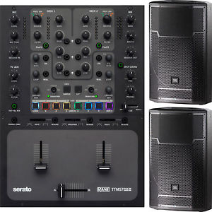 2x PRX715 Powered 15" Speaker with Rane TTM 57mkII Serato DJ Mixer + Cables