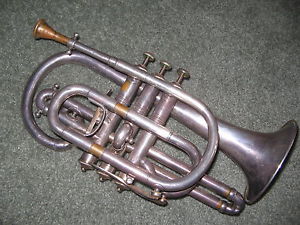 LEHNERT 4 VALVE SILVERPLATE CORNET w/ SHEPHERD CROOK,YORK MHPC & DOUBLE WATERKEY