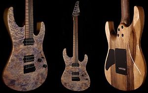 Suhr Modern TRANS BLUE DENIM/SLATE Electric Guitar WATERFALL BURL MAPLE