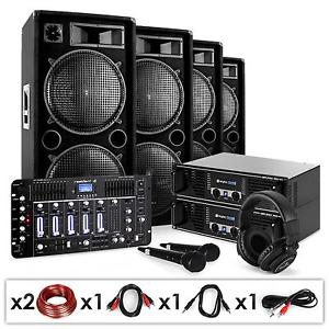 Kit sono DJ disco table de mixage bluetooth pack enceintes 3 voies + 2 amplis PA