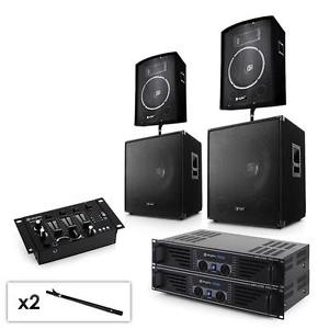 2.2 DJ PA STUDIO ANLAGE SET PAAR 10" BOXEN 15" SUBWOOFER VERSTÄRKER & MISCHPULT