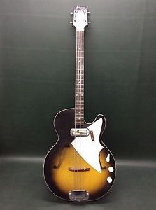 1965 Harmony H22 Hollow Body Electric Bass Guitar Made in USA ~5438H22 and F-65