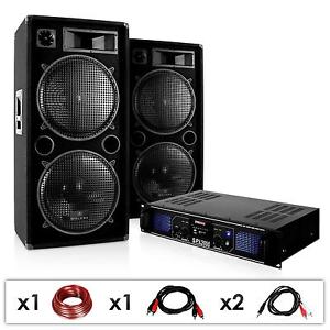 SISTEMA SONIDO PA DJ 2X ALTAVOZ 1500W AMPLIFICADOR 2000W POTENCIA USB SD AUX MP3