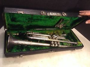 Antique Conn Trumpet Engraved w/Gold Wash Bell with Case Serial No. 226595