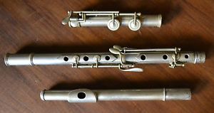 Antique flute pre-boehm metal traversière ancienne 1920