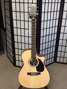USED Leho LHG-OMV14M-E All solid woods acoustic electric guitar w/case!