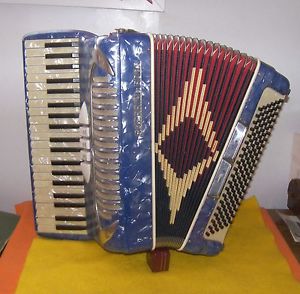 120 Bass Guerrini & Son Accordian Vintage Rare Blue Color
