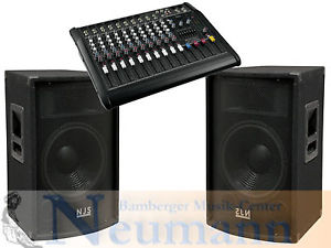 COMBO PA amplificador Dispositivo con 12 Canal Mezclador De Potencia y 2 x 12"