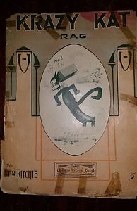 1911 KRAZY KAT RAG Sheet Music George Herriman VERY RARE Poor