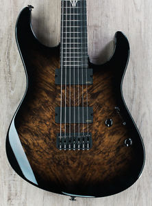 Suhr Modern 7 Electric Guitar, Trans Charcoal Burst, Waterfall Burl Maple Top