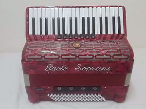 Red Paolo Soprani accordion Studio 80 model  80 bass Italy Very mint condition