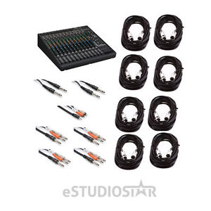 Mackie 1642VLZ4 16 Channel Mixer w/ XLR & TS Cables, RCA, Insert Cables Bundle