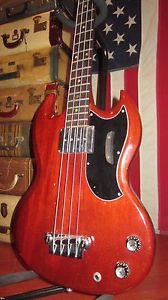 Vintage 1966 Gibson EB-0 Bass Electric Bass Guitar Cherry Red w/ Gigbag Fat Neck