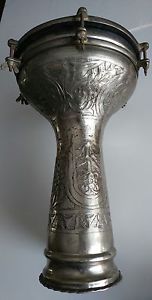 Silver Hand Crafted Drum Conga Timbale Bongo Handmade Indian Steel Rim Goat Hide