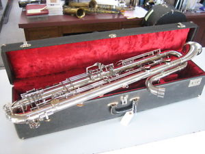 SUPERB LEBLANC "PAPERCLIP" MODEL 350 METAL Eb CONTRA-ALTO CLARINET, NEEDS PADS