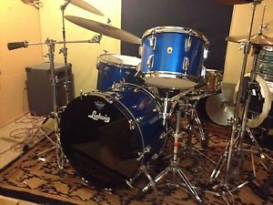 Vintage Ludwig Drum Kit 70s 3 ply 22 Bass Blue Sparkle 13 16 toms