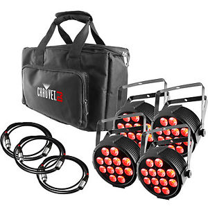 Chauvet DJ SlimPACK Q12 USB 4-Pack of SlimPAR Quad-Color RGBA Pars + Cables Bag