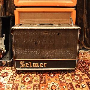 Vintage 1963 Selmer Zodiac Twin Thirty Truvoice Croc Skin Amplifier w/ Pedal