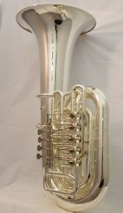 CC  4/4 C Tuba Outfit O'Malley professional Silver Plated 5 rotary valves New