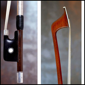 A fine French silver mounted cello bow by Joseph Alfred Lamy
