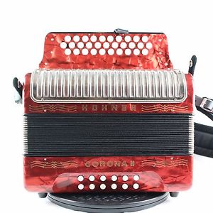RARE HOHNER Corona II Classic button accordion with Leather Strap (A17161)