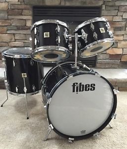 Vintage Fibes Black Acrylic Drum Set 22/16/13/12" Drum Kit **NICE **