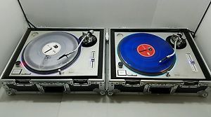 Set of Technics Customized SL1200MK2 DJ Turntables w/Ortofon Pro & Travel Cases