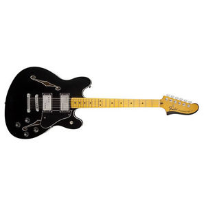 Fender Modern Player Starcaster Semi-Hollowbody Guitar Maple Black DEMO