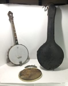 ANTIQUE 1927 TRIPLE X REMO WEATHER KING 4 STRING BANJO WITH CASE -VG CONDITION