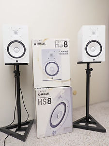 Yamaha HS8 (full ZenPro Mod) 8 Inch Active Studio Monitor Stands White