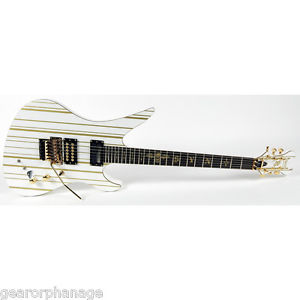 Schecter Synyster Gates STANDARD + SUSTAINIAC! White with Gold Stripes! *NEW*