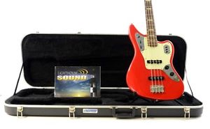 2007 Fender Jaguar Electric Bass Guitar - Hot Rod Red w/ Hard Shell Case