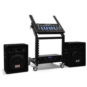 PROFI MOBILE DJ PA RACK MUSIK PARTY ANLAGE PAAR LAUTSPRECHER ENDSTUFE MISCHPULT