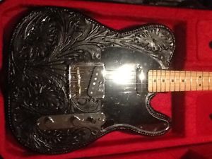 Telecaster Tele w/Custom Hand-Tooled Black Leather Cover with Case!