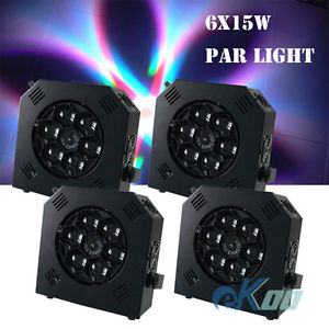 4 Units 6X15W RGBW Par LED Bee Light Wash DMX Stage Light DJ Club American