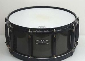 Used! PEARL Carbonply Maple Shell Snare Drum CMN1465S/B Black 14"x6.5"