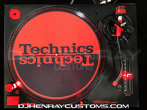 1 custom metallic black Technics SL1200 mk5's w red leds halos & red accents