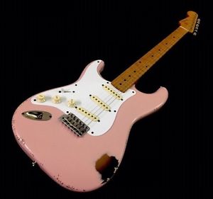 LEFTY! Fender Heavy Relic Stratocaster Guitar Shell Pink Nitro Strat HSC 7.4lb