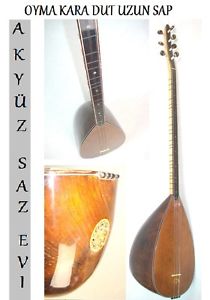 Uzun Sap Oyma Kara Dut - Langhals Saz // Baglama   Akyüz Saz Evi