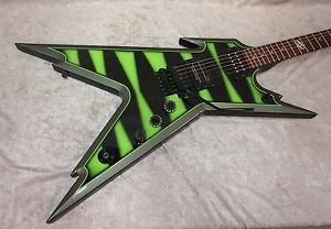 Dean Dime Razorback Bumblebee Bumble Bee green and black guitar with case